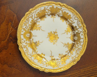 ミカド エクストラ プレート 手描きの浮き彫りの金彩花 1900 年代初頭