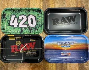 Raw Small Medium Rolling Tray Kit Gift Set Raw Classic Organic