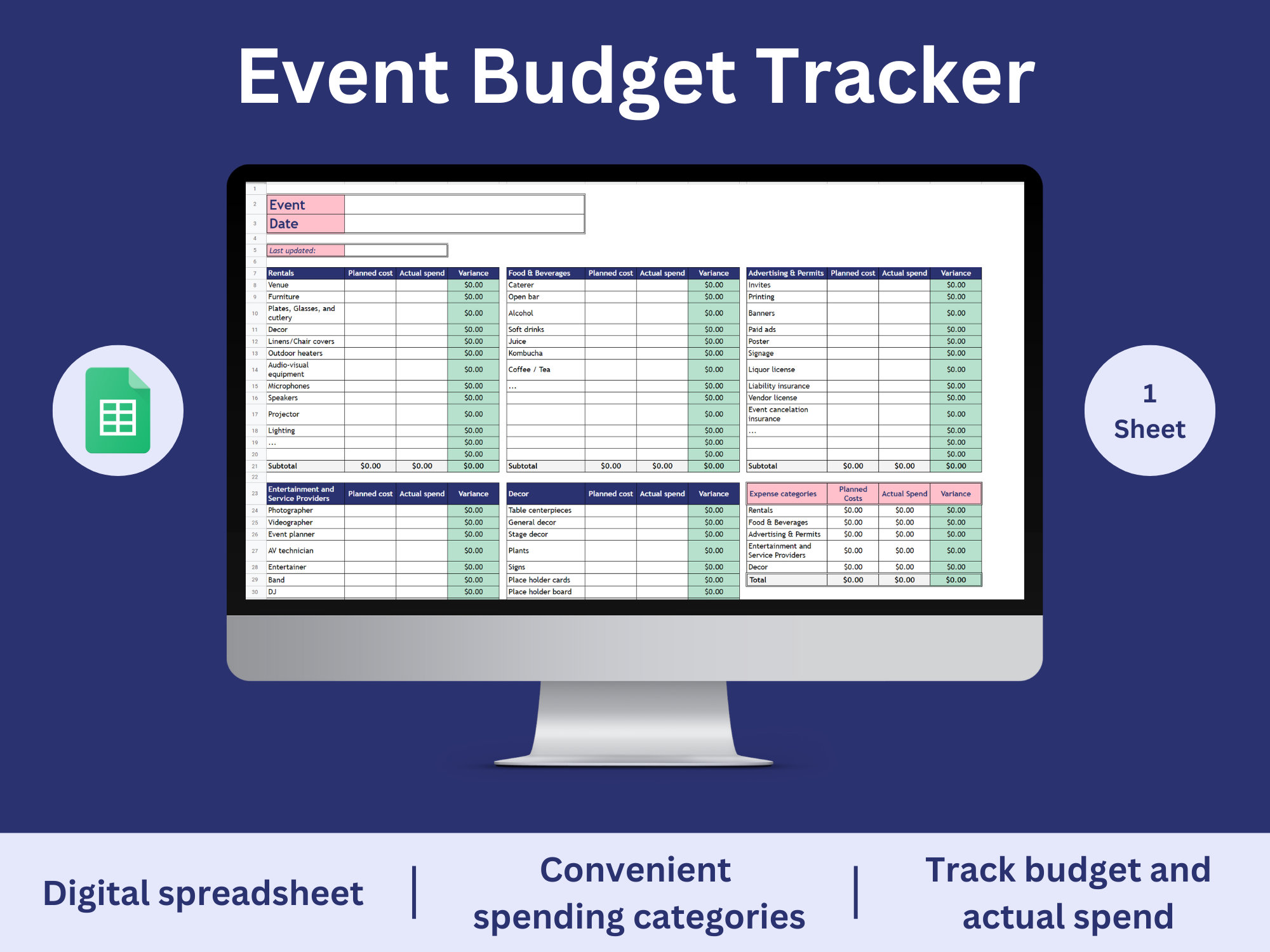 Event Moneytracker Event Budget Tracker - Etsy