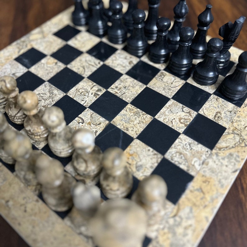 Marble Chess Board Set Marble Chess Set With Pieces Stone Etsy