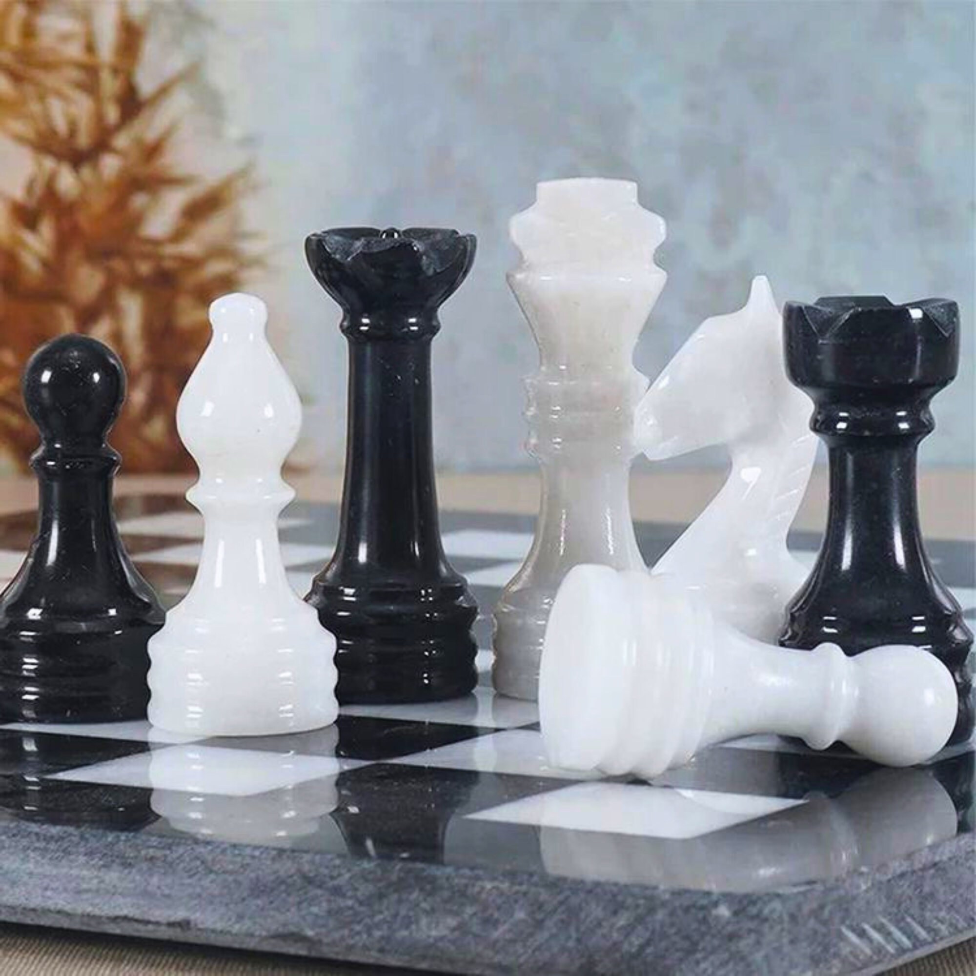 Marble Chess Set Handmade Marble Chess Board Set 40cm X 40 - Etsy