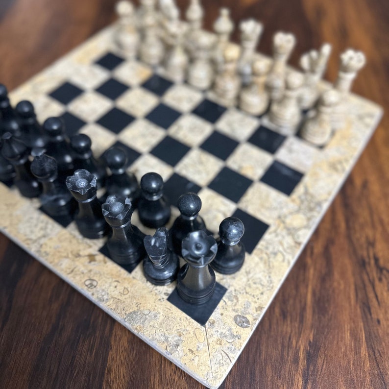 Marble Chess Board Set Marble Chess Set With Pieces Stone Etsy
