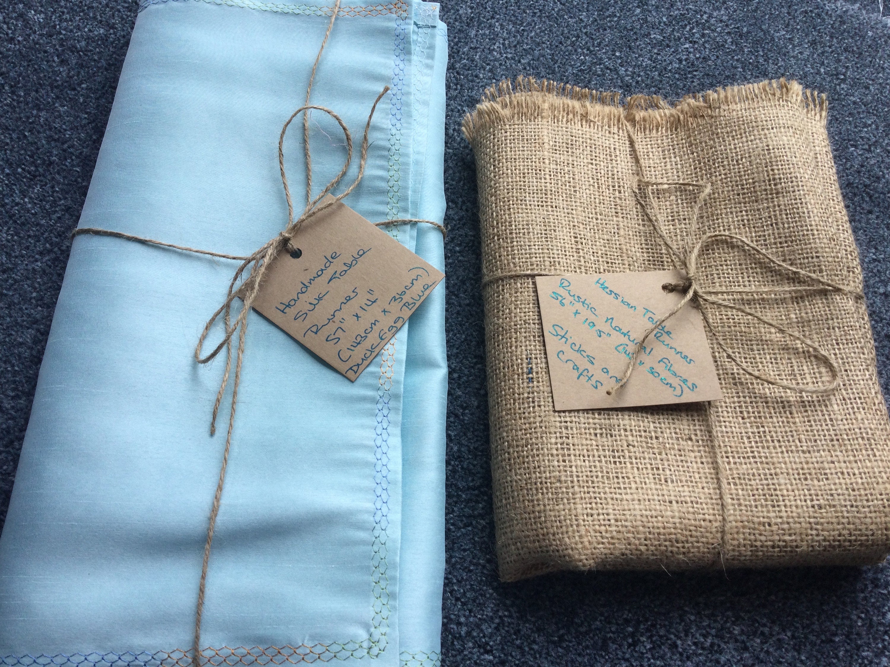 Hessian or Duck Egg Table Runner With Frayed Edges or Etsy UK