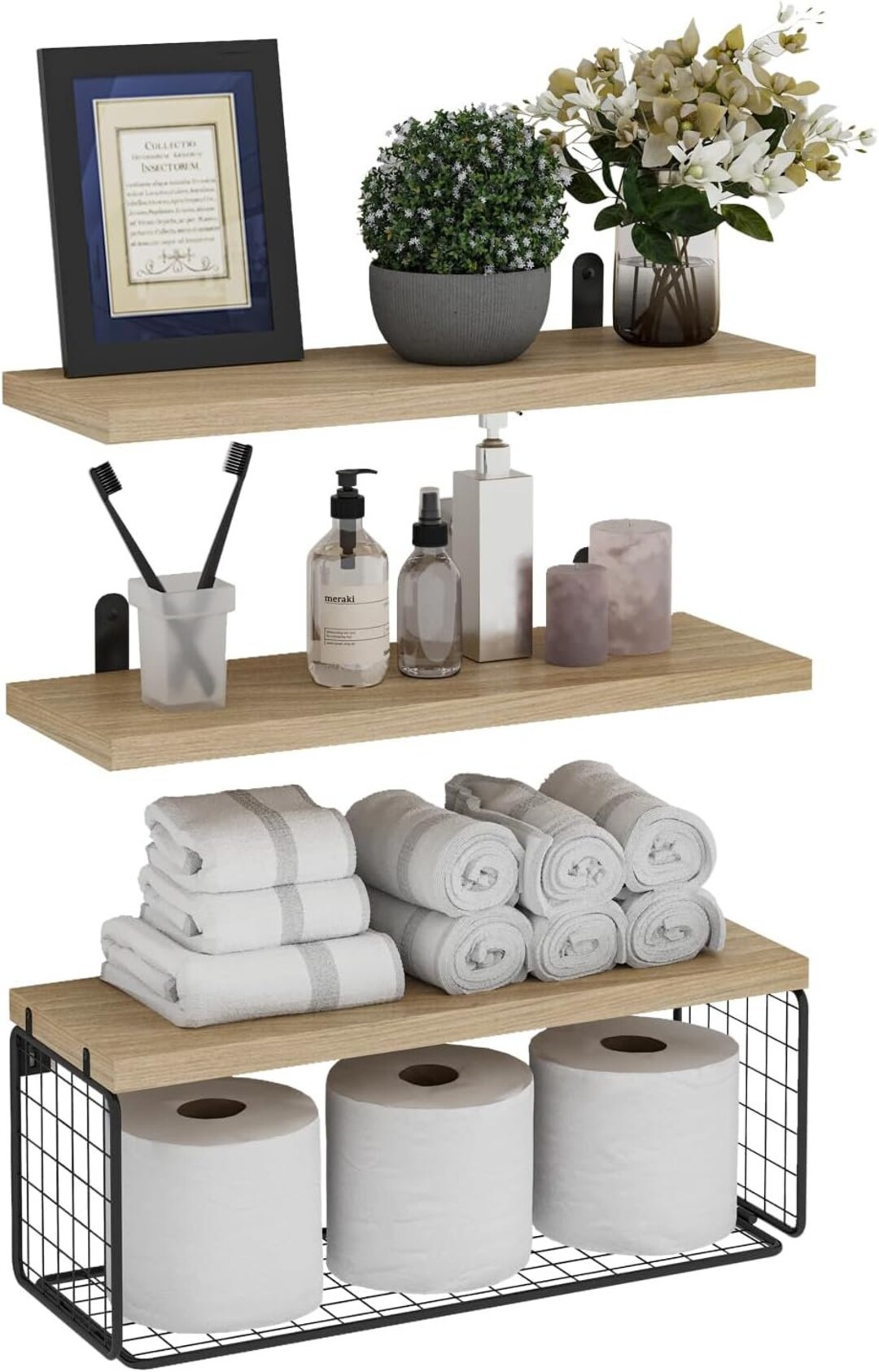 Floating Shelf Wall Mounted Wooden Bathroom Floating Shelf Etsy