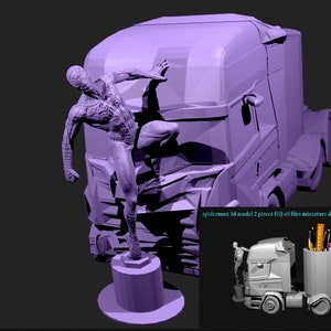 spider-man 3d print model diorama miniature HQ 2 pieces stl files pen holder design