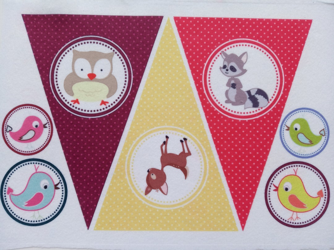 Bunting Panel, Forest Animals ,forest Animals Banner, Printed Patterned ...