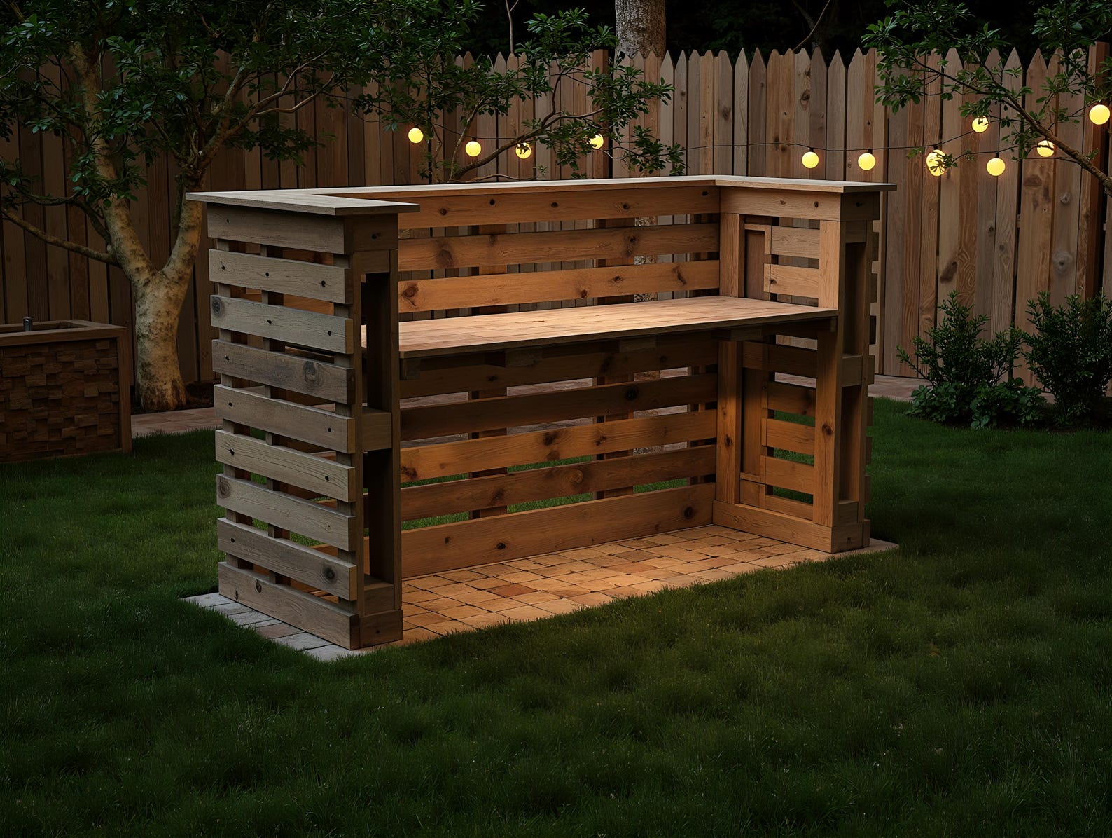 DIY Pallet Bar Plans – 48x40 Inch Outdoor Bar Blueprint, Backyard Patio ...