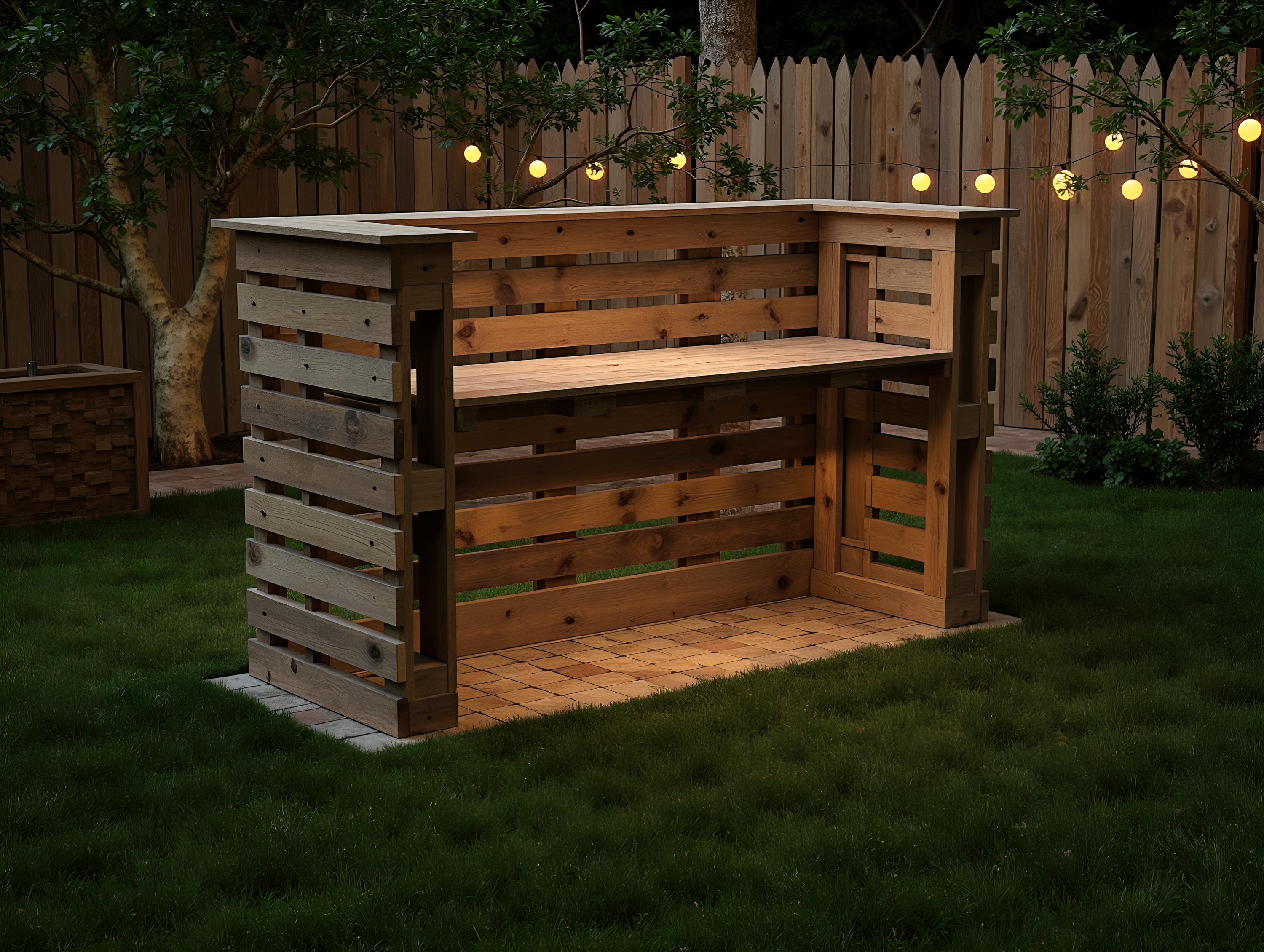 DIY Pallet Bar Plans – 48x40 Inch Outdoor Bar Blueprint, Backyard Patio ...