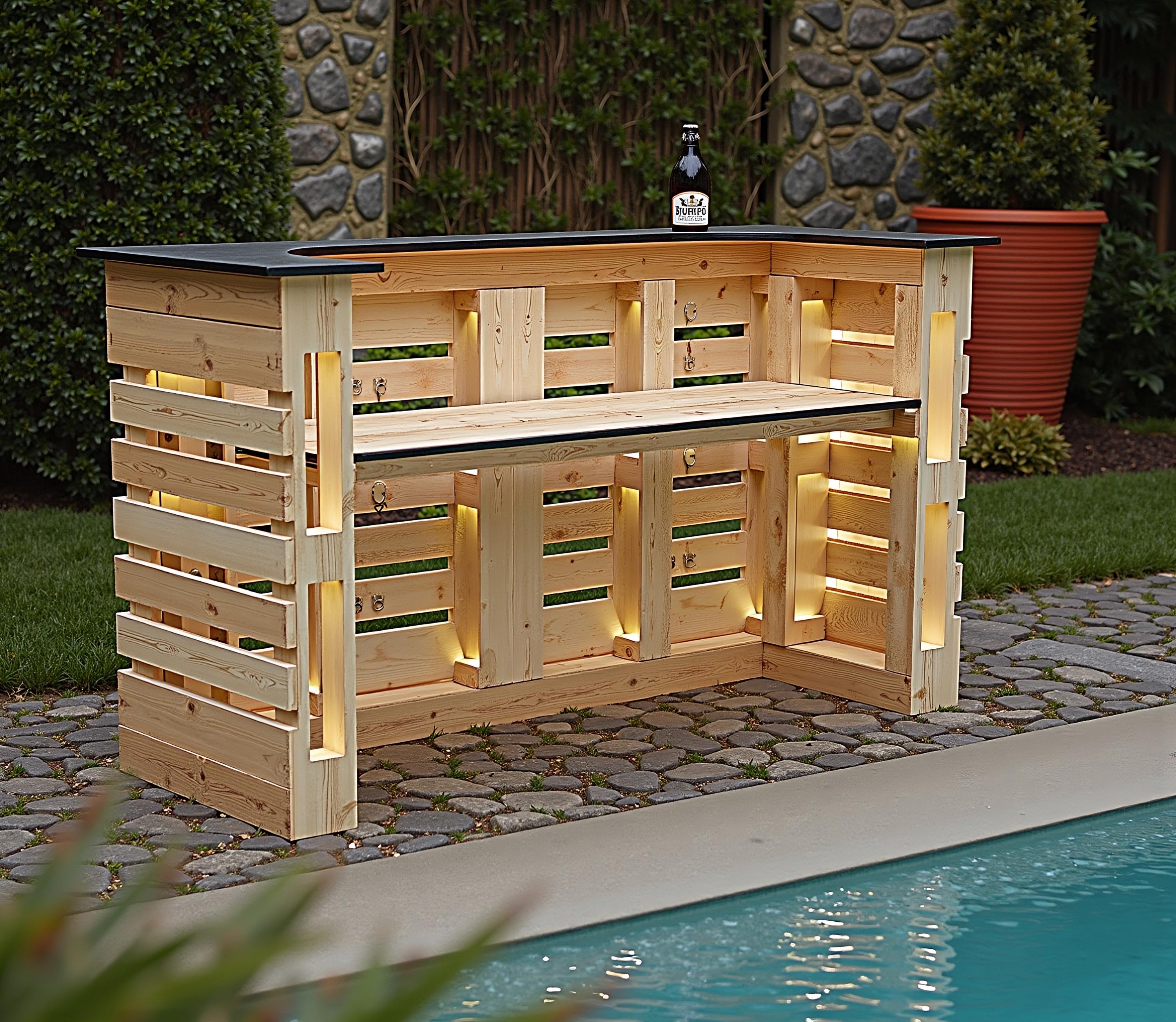 DIY Pallet Bar Plans – 48x40 Inch Outdoor Bar Blueprint, Backyard Patio ...