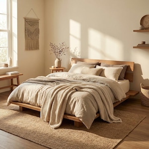 Full bed frame plan, low profile platform, PDF tutorial