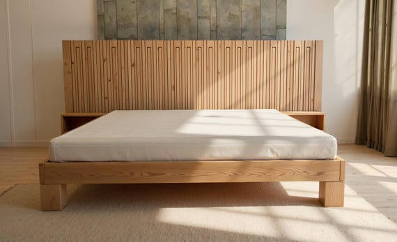 キングサイズベッドフレーム DIY 木工プラン：スラットヘッドボード