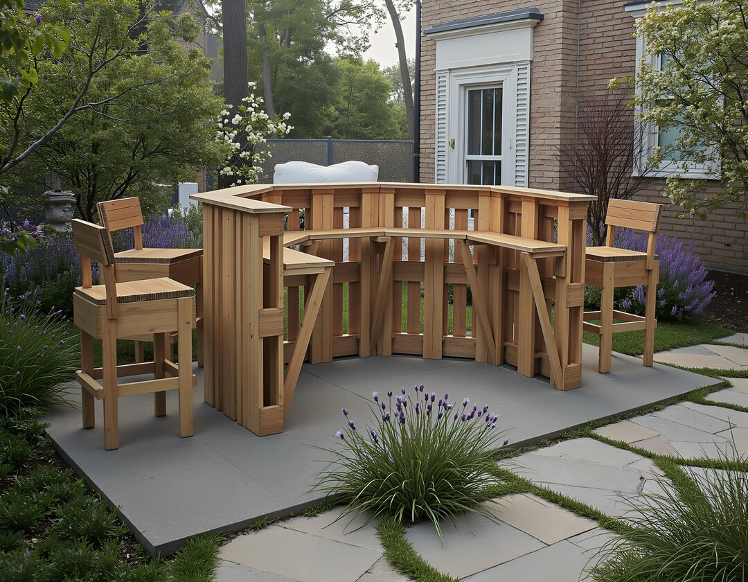 DIY Euro Pallet Bar Plans With Plywood Stool (PDF Download) - Outdoor ...