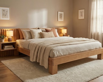 Cadre de lit queen-size, bois 60 x 80, tête de lit à lattes, bricolage simple