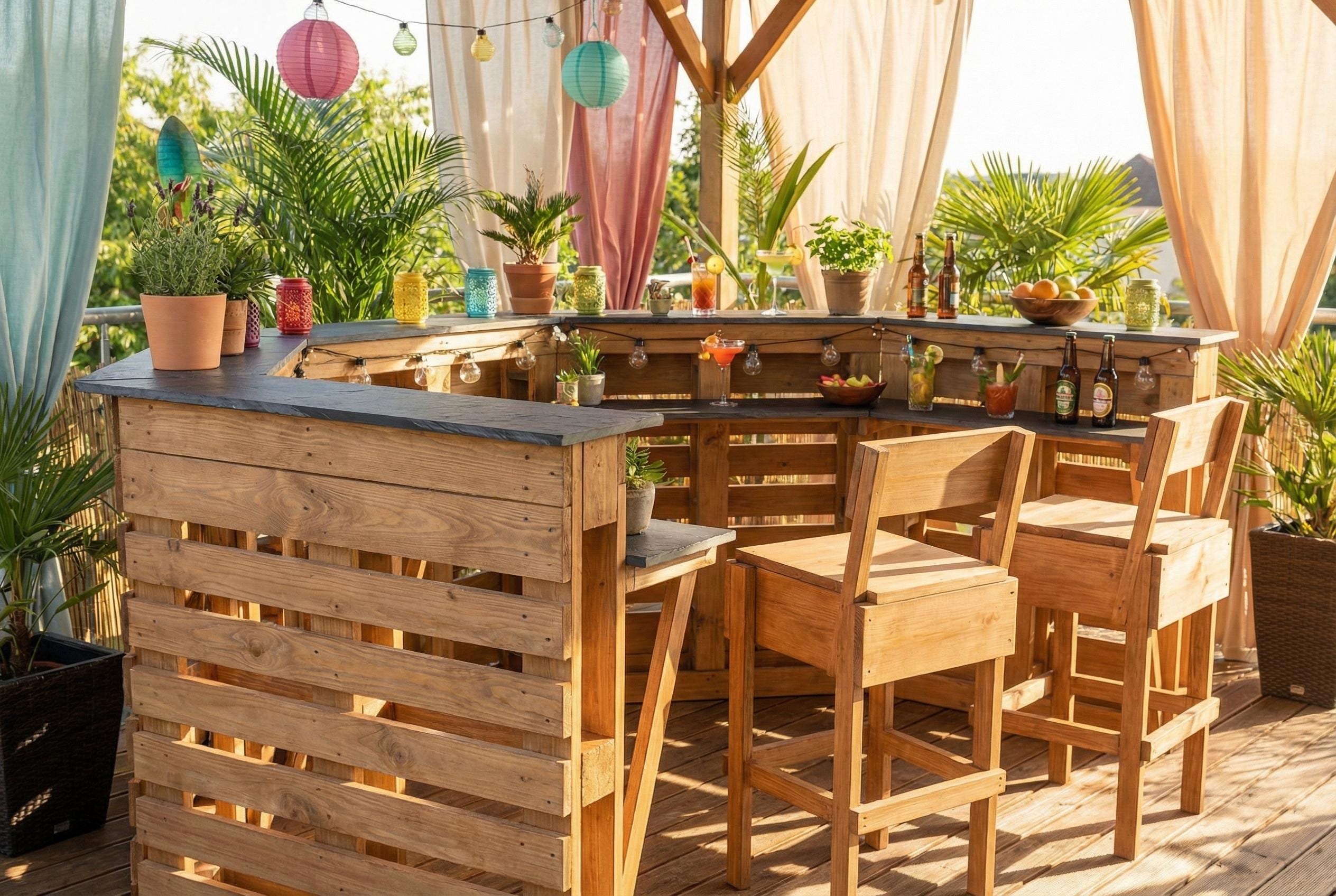 DIY Pallet Bar Plans: 48x40 Outdoor Bar & Stool Blueprint (PDF Download ...