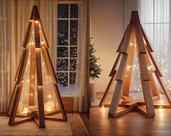 Planos para construir un árbol de Navidad de madera / 2 tamaños: 74" y 38.25" / Descarga digital en PDF