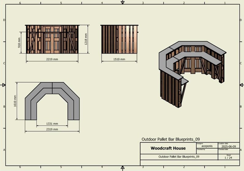 DIY Euro Pallet Bar Plans With Plywood Stool (PDF Download) - Outdoor ...
