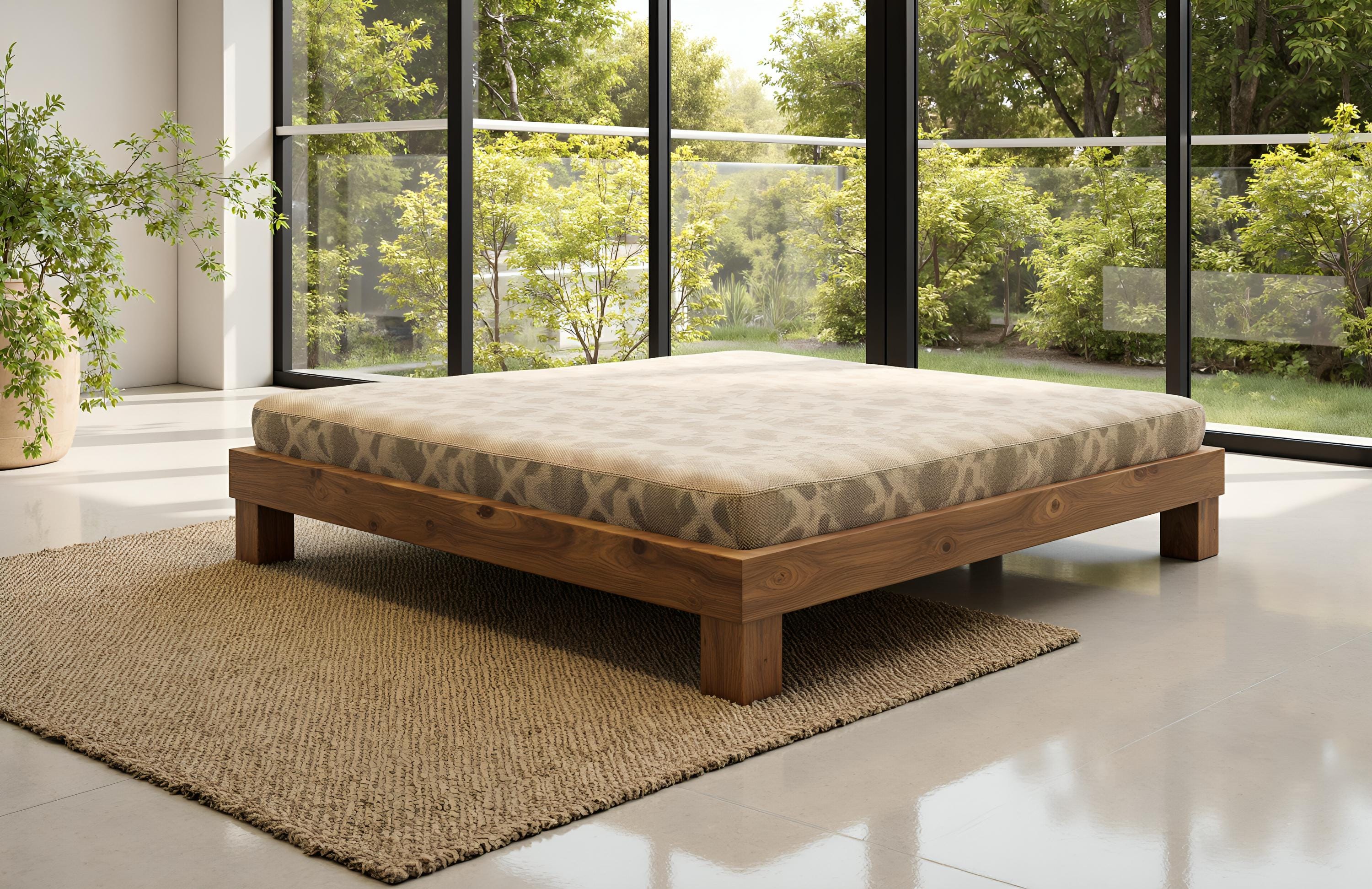 クイーンサイズベッドフレームの設計図：DIYモダン木工（PDF