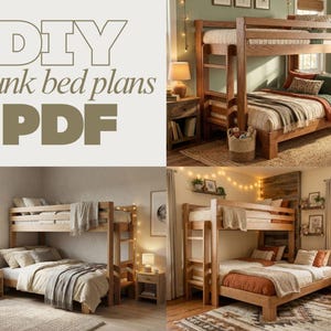 Plany łóżek piętrowych DIY w formacie PDF: pojedyncze, queen, king size (do pobrania w wersji cyfrowej)