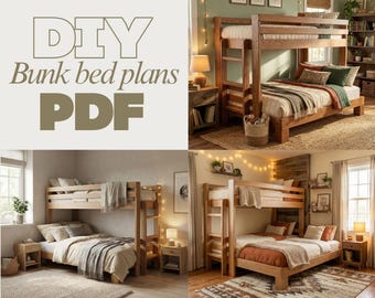 DIY Bunk Bed Plans PDF: Twin, Queen, King Sizes (Digital Download)