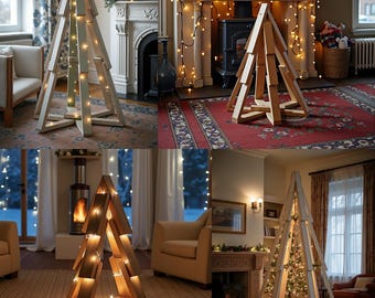 Hölzerne Weihnachtsbaum Blueprints | 4 Design-Set | DIY Weihnachtsdeko PDF