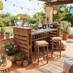 DIY Pallet Bar Plans – 48x40 Inch Outdoor Bar Blueprint, Backyard Patio PDF Download