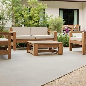 DIY Outdoor Furniture Bundle: 2-Seater Bench, Armchair, and Coffee Table Set