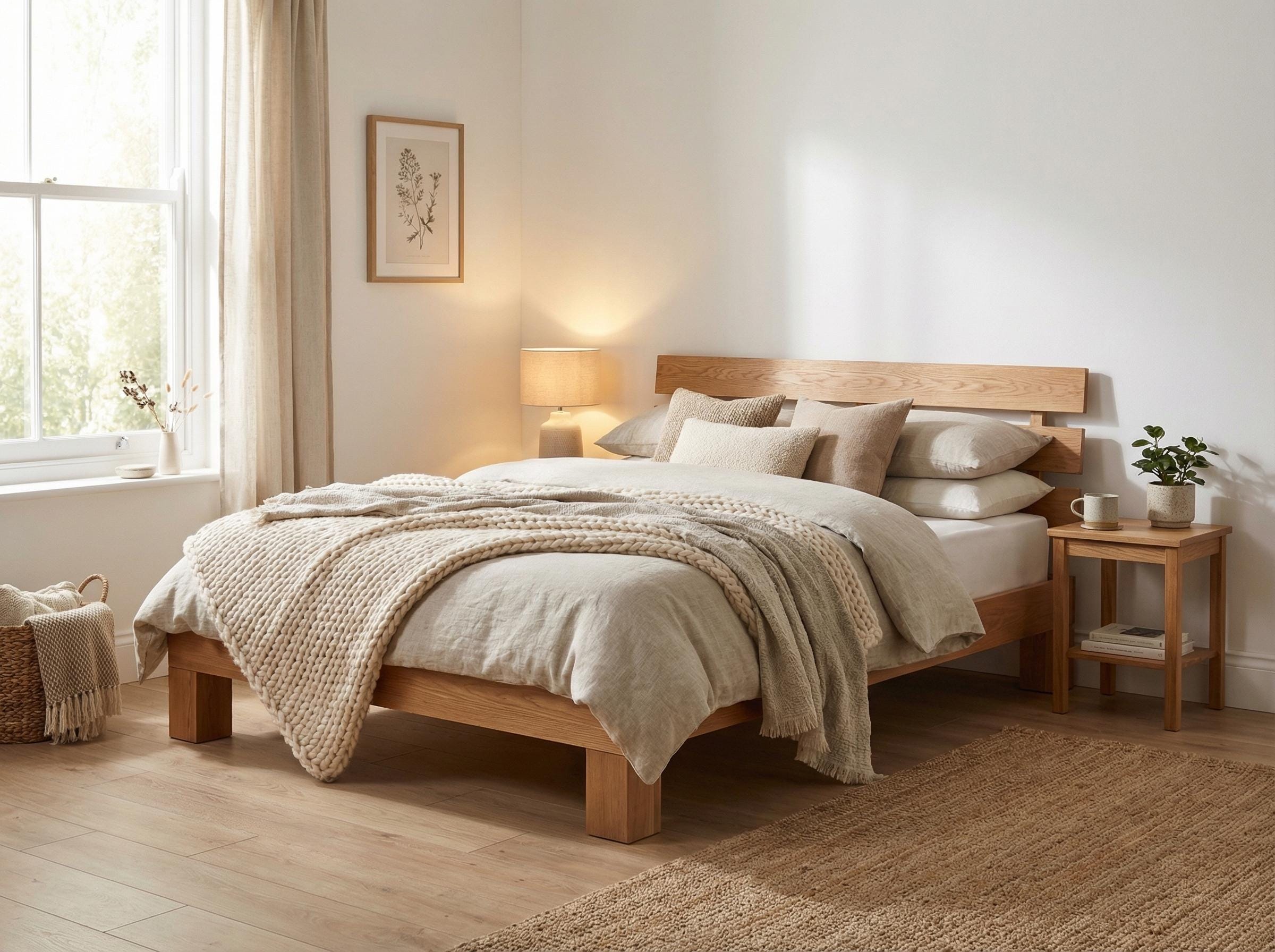 DIY ダブルベッドフレーム DIY double bed with feathers | Making a wooden bed with a