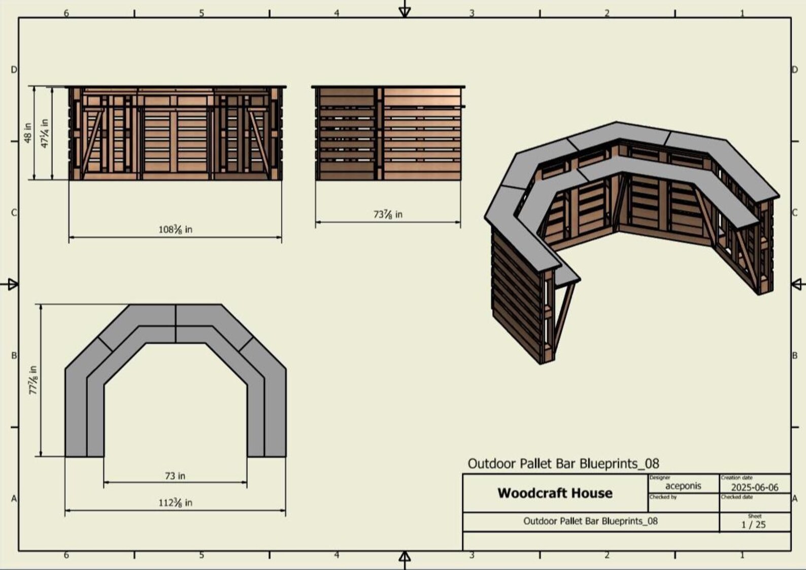 DIY Pallet Bar Plans: 48x40 Outdoor Bar & Stool Blueprint (PDF Download ...
