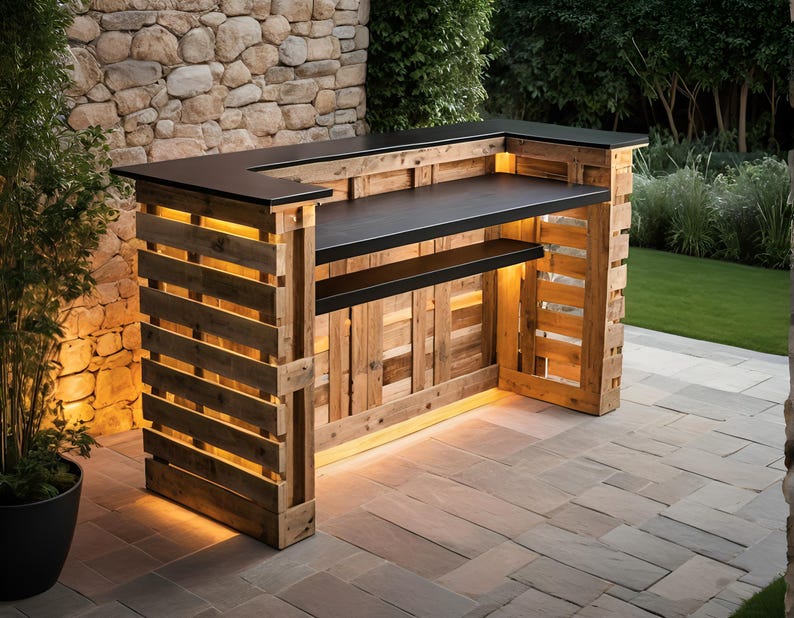 DIY Pallet Bar Plans – 48x40 Inch Outdoor Bar Blueprint, Backyard Patio ...