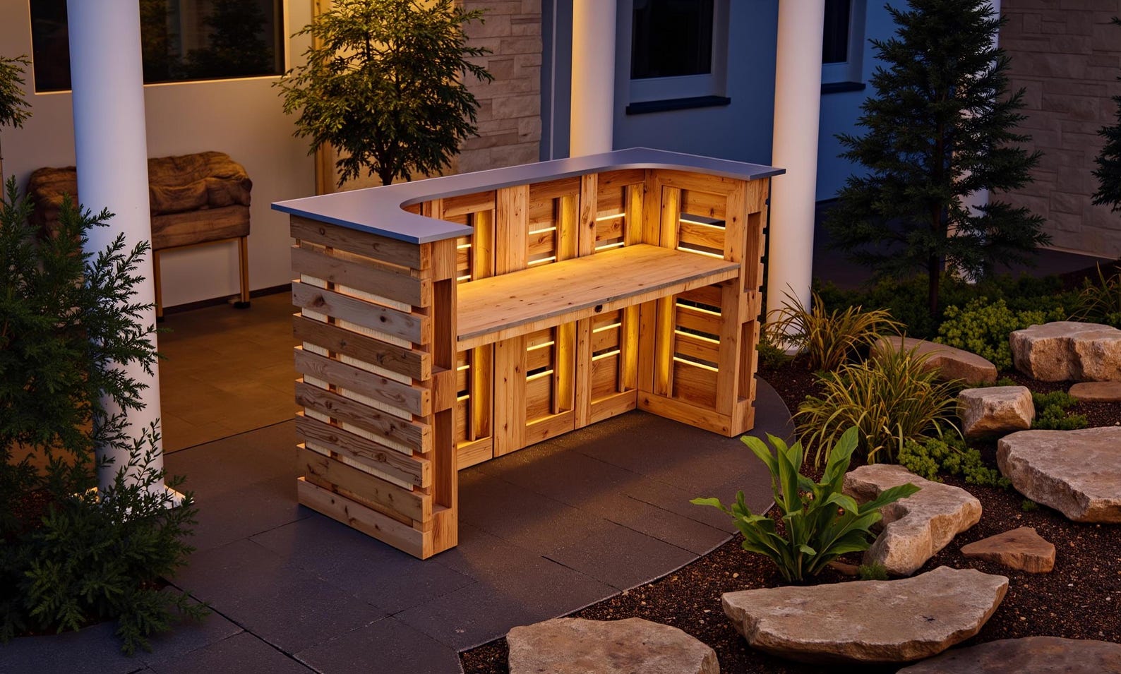 DIY Pallet Bar Plans – 48x40 Inch Outdoor Bar Blueprint, Backyard Patio ...
