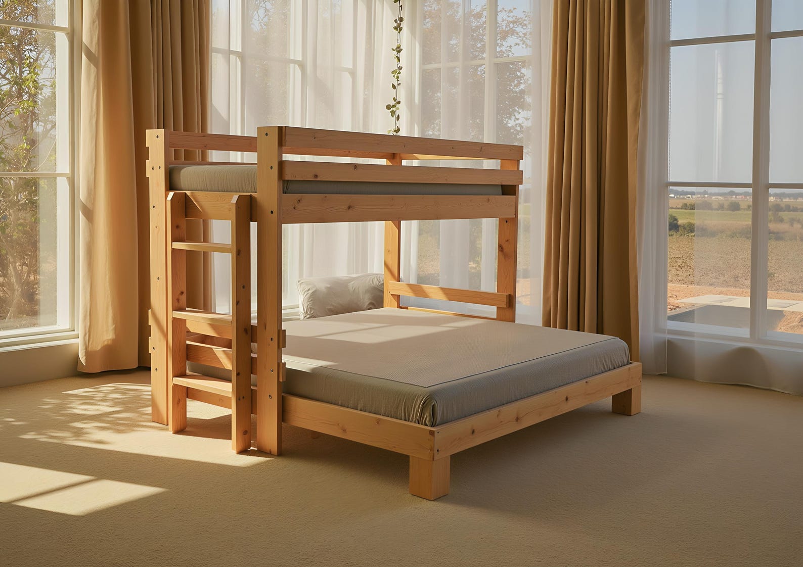 Twin XL Over King Size Bunk Bed | DIY Woodworking Plan - Etsy