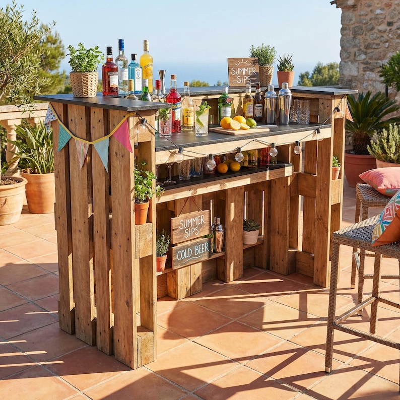 DIY Euro Pallet Bar Plans, Outdoor Bar Blueprint, Backyard Patio PDF ...