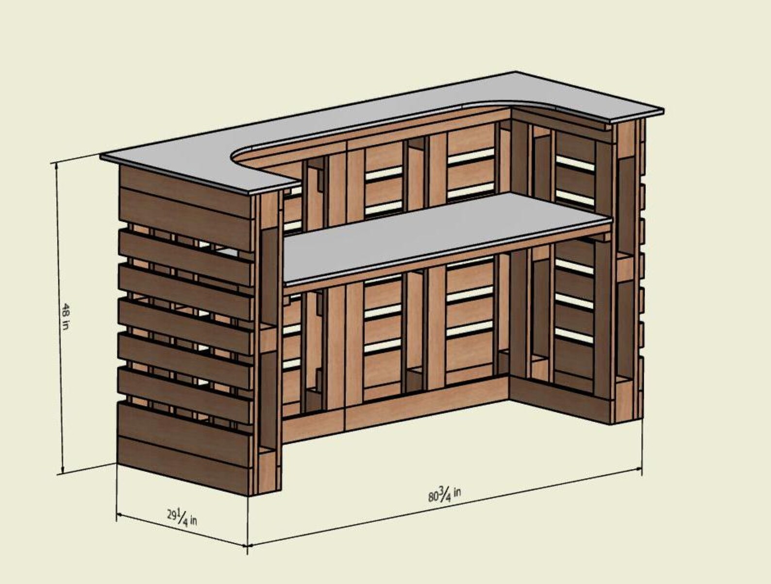 DIY Pallet Bar Plans – 48x40 Inch Outdoor Bar Blueprint, Backyard Patio ...