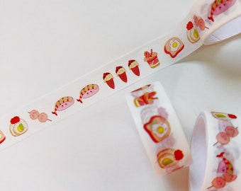 Sushi Shop Washi Tape - Decorative Food and Drink Tape for Bullet Journals, Planner Accessories, Scrapbooking, Notebooks, Kids Crafting