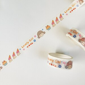 Little Kawaii Girl Washi Tape - Cute Anime Girl Decorative Tape for Bullet Journals, Notebooks, Planner Accessories, Kids Crafts