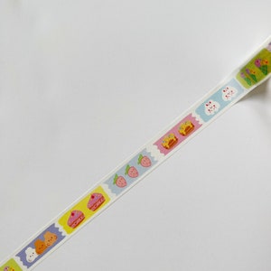 Kawaii Bunnies and Desserts Patchwork Washi Tape - Cute Cartoon Animals Decorative Tape for Bullet Journals, Planner Accessories, Crafting