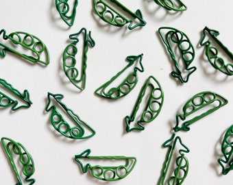 Pea Pod Shaped Mini Paperclips - Set of 5 Kawaii Peas Binder Clips, School Supplies, Stationary, Paper Clips