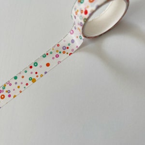 Rainbow Bubbles Washi Tape - Cute Colorful Dots Decorative Tape for Bullet Journals, Notebooks, Kids Crafts, Planner Accessories