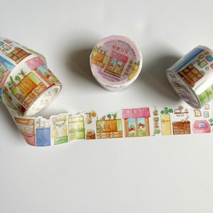 Home and Garden Landscape Washi Tape Watercolor Window and Furniture design, paper doll house, indoor scenery tape image 2