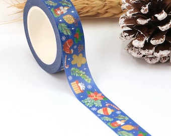 Christmas Washi Tape - Festive Xmas Ornament Decorative Tape - Perfect for Holiday Crafts, Gift Wrapping & DIY Decorations