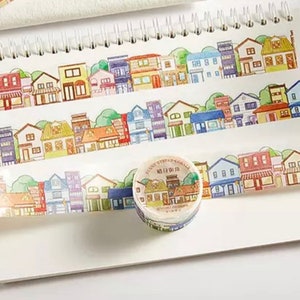 City Houses Watercolor Washi Tape image 1