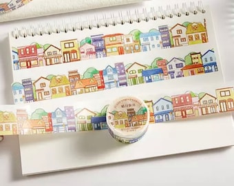 City Houses Watercolor Washi Tape