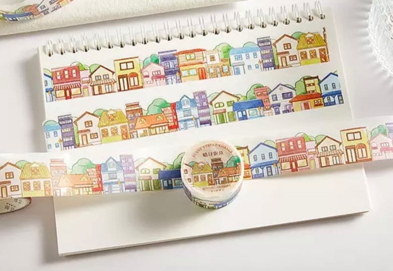 City Houses Watercolor Washi Tape image 1