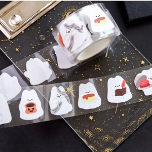 Kawaii Halloween Ghost Sticker Roll - Roll of Individual Stickers Cute Kawaii Ghosts