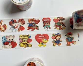 Vintage Bears Washi Tape - Retro Greeting Card Style Decorative Tape -Teddy Bears Pandas