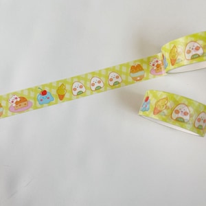 Kawaii Gingham Treats  Washi Tape - Decorative Cartoon Snacks Tape for Bullet Journals, Notebooks, Scrapbooking, Kids Crafts, Planner Decor