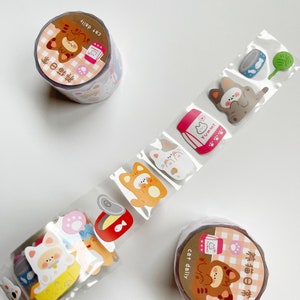 Kawaii Kitten Sticker Roll - Cat Washi Stickers, Adorable Decorative Sticker Set, Planner Supply, Notebooks, Kids Crafts