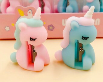 Kawaii Unicorn Pencil Sharpeners - Cute Pastel Handheld Sharpeners for School Supplies, Drawing, Office Supply