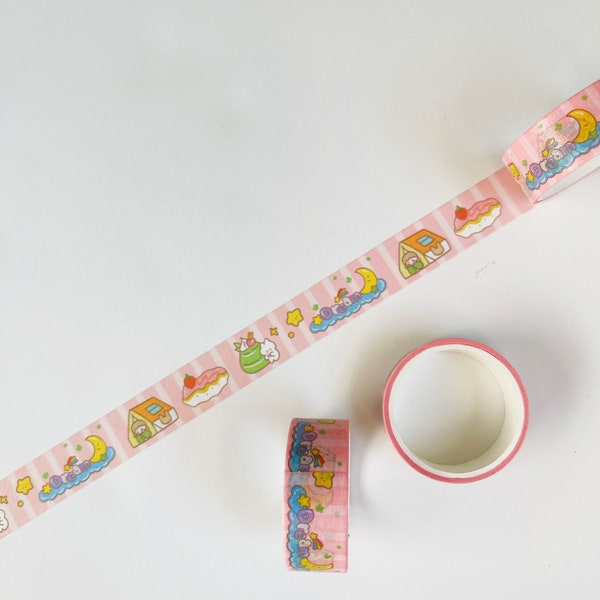 Sweet Dreams Kawaii Washi Tape - Cute Cartoon Dreamland Decorative Tape for Bullet Journals, Notebooks, Planner Accessories, Kids Crafting