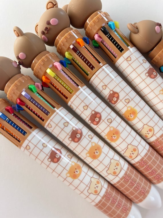  12PCS Cartoon Bear Ballpoint Pen with Sticky Notes 3x3in 50  Sheets/Pad for Office Press Retractable Pen School Supplies Party Favors  Classroom and Game Prizes Gift for Kids Boys and girls